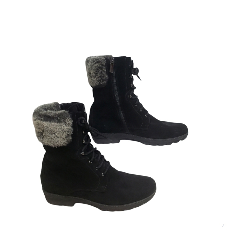 Aquatalia Women's Weatherproof Marvel Fur Trim Lace up Ankle Booties Siz…